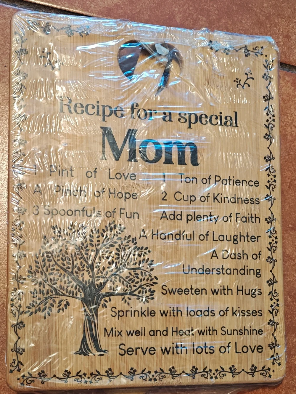 Mom Recipe Wooden Plaque - Natural Brown
